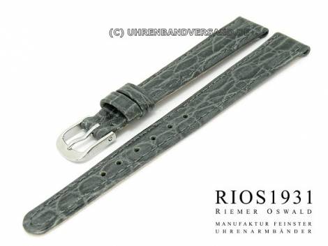 Watch strap -Brazil- 12mm stone gray croco grain RIOS (width of buckle 10 mm) - Bild vergr��ern 