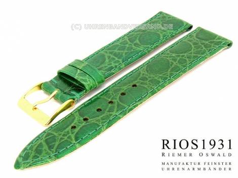 Watch strap -Brazil- 20mm green croco grain RIOS - Bild vergr��ern 