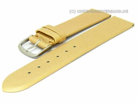 Watch band leather 22mm light gold-metallic smooth surface without stitching (width of buckle 20 mm) - Bild vergr��ern 