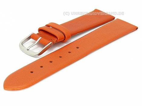 Watch band leather 22mm orange smooth surface without stitching (width of buckle 20 mm) - Bild vergr��ern 