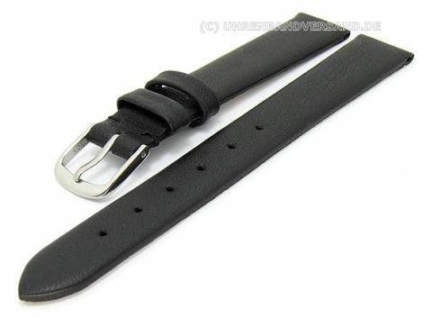 Watch band leather 10mm black smooth surface without stitching (width of buckle 08 mm) - Bild vergrern 
