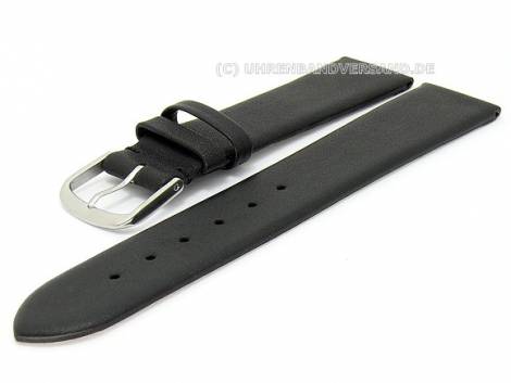 Watch band leather 20mm black smooth surface without stitching (width of buckle 18 mm) - Bild vergr��ern 