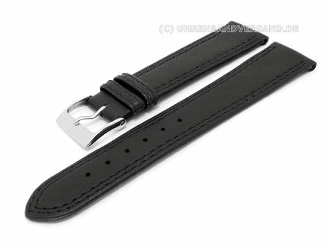 Watch band 16mm black cashmere sheep skin smooth surface stitched (width of buckle 14 mm) - Bild vergr��ern 