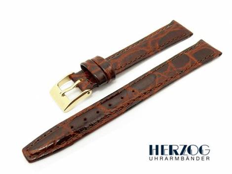 Watch band 12mm brown by Herzog Croco grain (width of buckle 10 mm) - Bild vergr��ern 