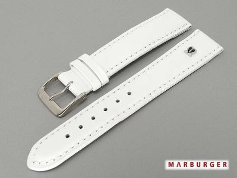 Watch band 20mm white smooth surface with silver Logo original Marburger - Bild vergr��ern 