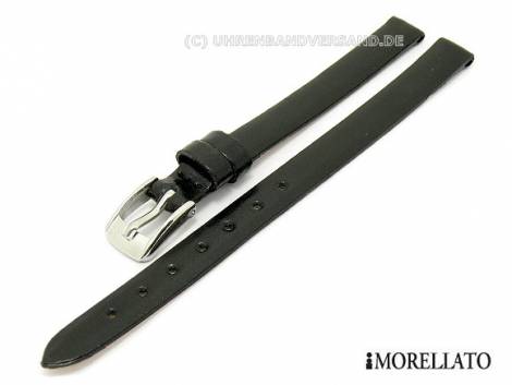 Watch strap 06mm black -Thin Vitello- smooth without stitching by MORELLATO (width of buckle 06 mm) - Bild vergr��ern 