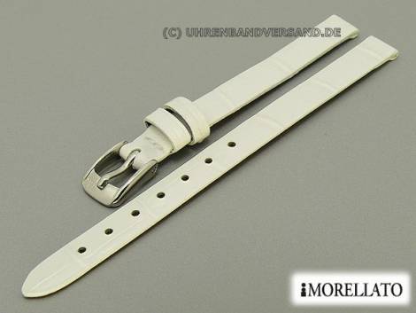 Watch strap 08mm white -Thin Alligator Calf- alligator grain without stitching by MORELLATO (width of buckle 08 mm) - Bild vergr��ern 