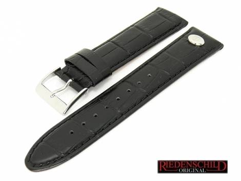Watch band for Riedenschild 22mm black croco grain with logo - Bild vergr��ern 