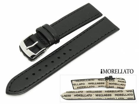 Watch strap 18mm black -Wellness An-allergic Plus- leather smooth surface antibacterial by MORELLATO - Bild vergr��ern 
