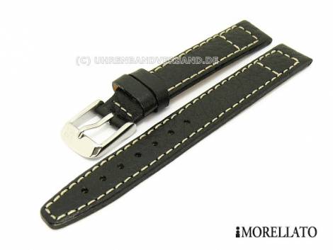 Watch strap -Tennis- 14mm black grained surface light colored stitching by MORELLATO - Bild vergr��ern 