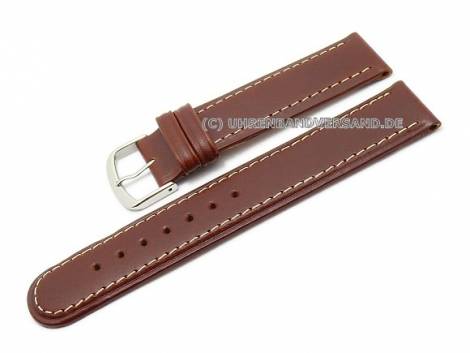 Watch band 24mm brown (natur) saddle leather light stitching by BECO (width of buckle 22 mm) - Bild vergr��ern 
