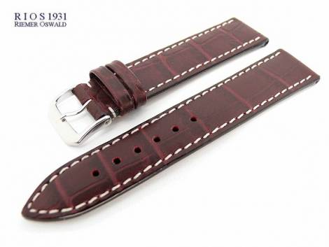 Watch band -Panama- 18mm bordeaux by RIOS Alligator grain light stitching (width of buckle 16 mm) - Bild vergr��ern 