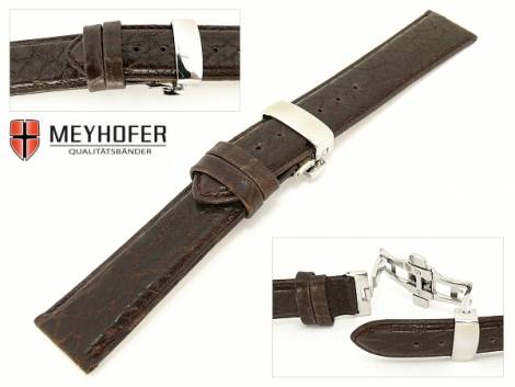 Watch band -Lissabon- 21mm dark brown genuine buffalo with butterfly-clasp by MEYHOFER - Bild vergr��ern 