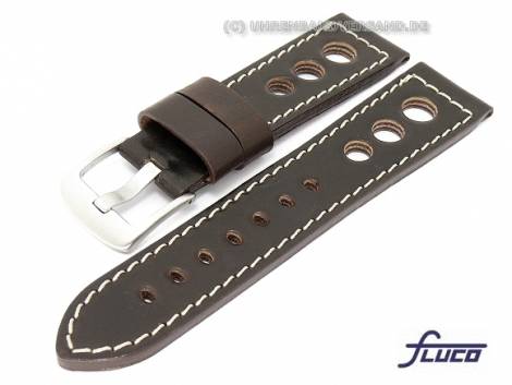 Watch band -Cordovan- -PNR Sportline- 24mm dark brown smooth surface light stitching by Fluco - Bild vergr��ern 