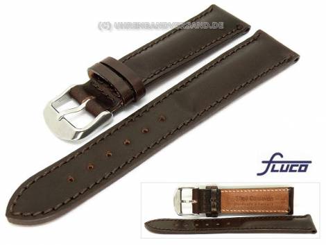 Watch band -Cordovan- 22mm dark brown smooth surface by Fluco (width of buckle 20 mm) - Bild vergr��ern 