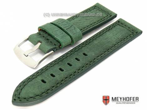 Watch band -Locarno- 24mm dark green special graining by MEYHOFER (width of buckle 24 mm) - Bild vergr��ern 