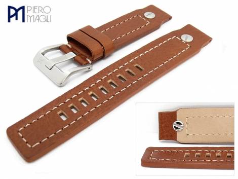 Watch band -Vitello Grain DSL - 18mm brown white stitching Piero Magli (width of buckle 22 mm) - Bild vergr��ern 