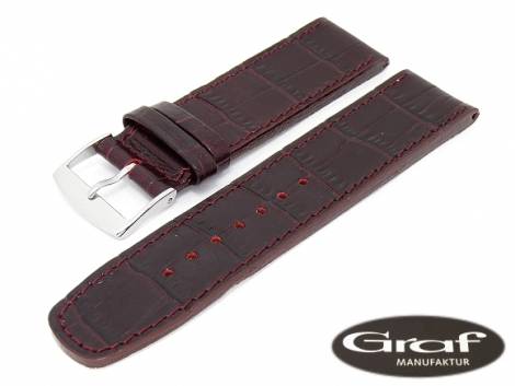 Watch band -Olympia- 22mm bordeaux alligator grain rustic style by Graf (width of buckle 22 mm) - Bild vergr��ern 