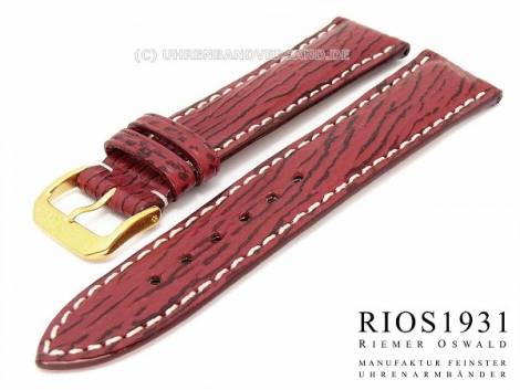 Watch band -Wave- 22mm bordeaux by RIOS genuine Shark white stitching (width of buckle 18 mm) - Bild vergrern 