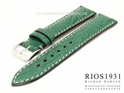 Watch band -Wave- 18mm forest green by RIOS genuine Shark white stitching (width of buckle 16 mm) - Bild vergr��ern 