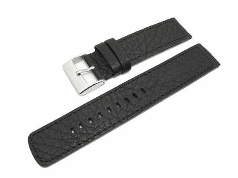 Watch band 24mm black by Herzog -Pilot- grained surface (width of buckle 24mm) - Bild vergr��ern 