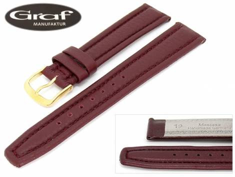 Watch band -Montana- 20mm bordeaux fine grained surface padded by Graf (width of buckle 18 mm) - Bild vergr��ern 