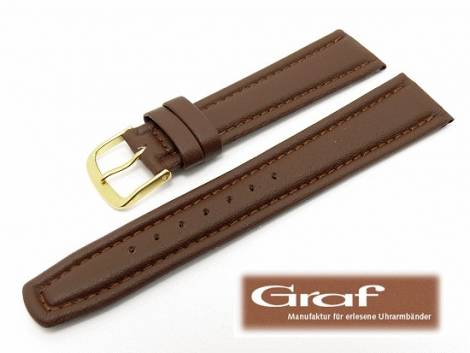 Watch band -Montana- 18mm brown fine grained surface padded by Graf (width of buckle 16 mm) - Bild vergr��ern 