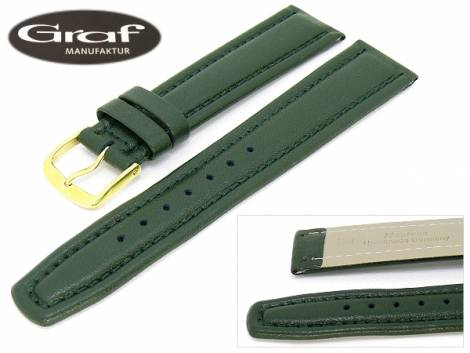 Watch band -Montana- 20mm dark green fine grained surface padded by Graf (width of buckle 18 mm) - Bild vergrern 