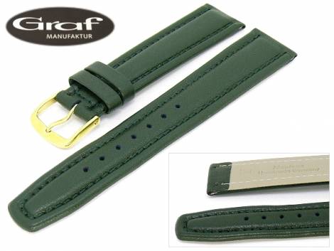 Watch band -Montana- 19mm dark green fine grained surface padded by Graf (width of buckle 18 mm) - Bild vergr��ern 