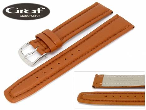 Watch band -Montana- 19mm light brown fine grained surface padded by Graf (width of buckle 18 mm) - Bild vergr��ern 