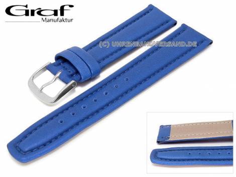 Watch band -Montana- 20mm royal blue fine grained surface padded by Graf (width of buckle 18 mm) - Bild vergrern 