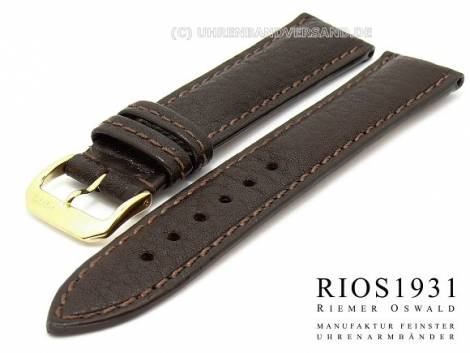 Watch band -Colorado- 22mm dark brown RIOS genuine buffalo stitched (width of buckle 18 mm) - Bild vergr��ern 