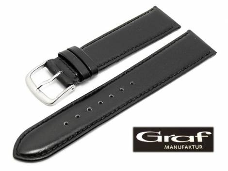 Watch band -Rodeo- 20mm black smooth surface boxcalf leather by Graf (width of buckle 18 mm) - Bild vergr��ern 