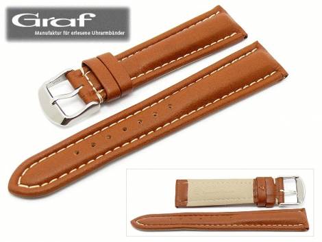 Watch band -Alpin- 20mm brown grained white stitching padded by Graf (width of buckle 18 mm) - Bild vergr��ern 
