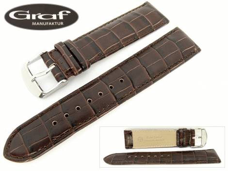 Watch band -Arizona- 21mm dark brown alligator grain matt padded by Graf (width of buckle 18 mm) - Bild vergr��ern 