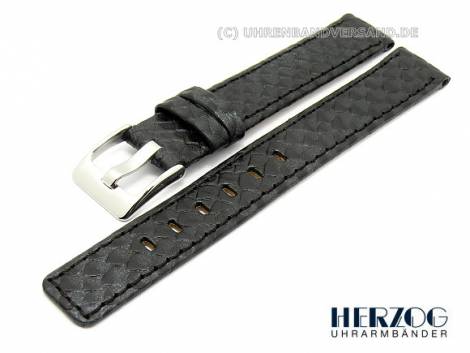 Watch band -python- 14mm black by Herzog python grain stitched - Bild vergr��ern 