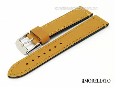 Watch strap 20mm ochre-yellow -Caravaggio- aviator style stitched smooth surface by MORELLATO - Bild vergr��ern 