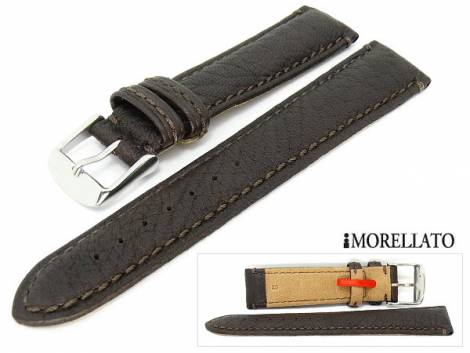 Watch strap 22mm dark brown -Cervo- genuine deer grained surface soft by MORELLATO (width of buckle 20 mm) - Bild vergr��ern 