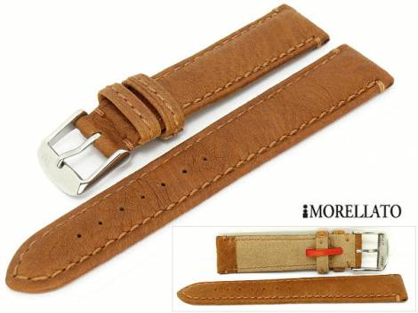 Watch strap 22mm light brown -Cervo- genuine deer grained surface soft by MORELLATO (width of buckle 20 mm) - Bild vergr��ern 