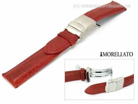 Watch strap -Canada- 18mm red with clasp grained surface by MORELLATO (width of buckle 16 mm) - Bild vergr��ern 