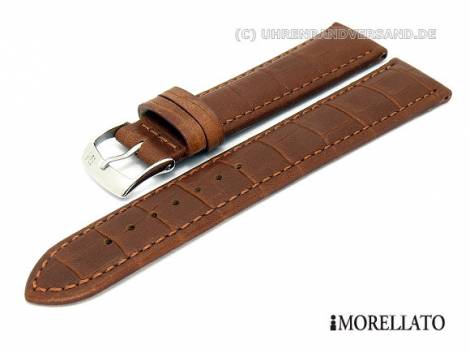 Watch strap 18mm brown -Alligatore opaco- alligator grain stitched by MORELLATO - Bild vergr��ern 