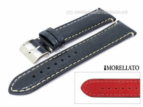 Watch strap -Rousseau- 18mm dark blue genuine buffalo grained surface MORELLATO - Bild vergr��ern 