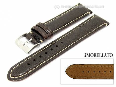 Watch strap -Rousseau- 18mm dark brown genuine buffalo grained surface MORELLATO - Bild vergr��ern 