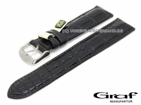Well-crafted watch strap -New Orleans- 21mm black genuine Louisiana alligator by GRAF (width of buckle 16 mm) - EU ONLY - Bild vergr��ern 