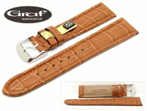 Well-crafted watch strap -Swing- 20mm light brown genuine alligator Louisiana by GRAF (width of buckle 18 mm) - EU ONLY - Bild vergr��ern 