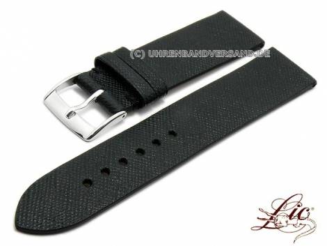 Watch strap -Russie Sans Couture- 20mm black leather grained by LIC Atelier (width of buckle 18 mm) - Bild vergr��ern 