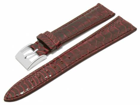 Deluxe watch strap 19mm bordeaux gen. rooster foot leather grain glossy stitched by LIC Atelier (width of buckle 16 mm) - Bild vergr��ern 