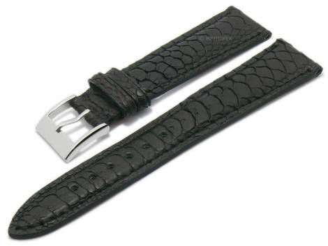 Deluxe watch strap 20mm black gen. rooster foot leather grained matt stitched by LIC Atelier (width of buckle 16 mm) - Bild vergr��ern 