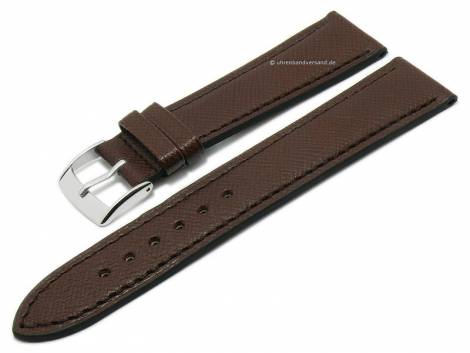 Deluxe watch strap -Russia- 17mm dark brown leather with structure stitched by LIC Atelier (width of buckle 14 mm) - Bild vergrern 