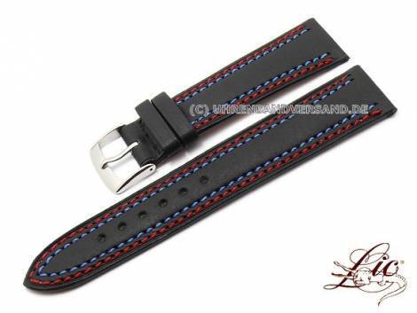 Watch strap 22mm black leather smooth from Lic (width of buckle 20 mm) - Bild vergr��ern 